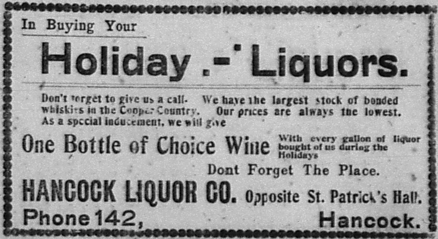 Newspaper ad - <i>The Copper Country Evening News</i>, 03 Jan 1901